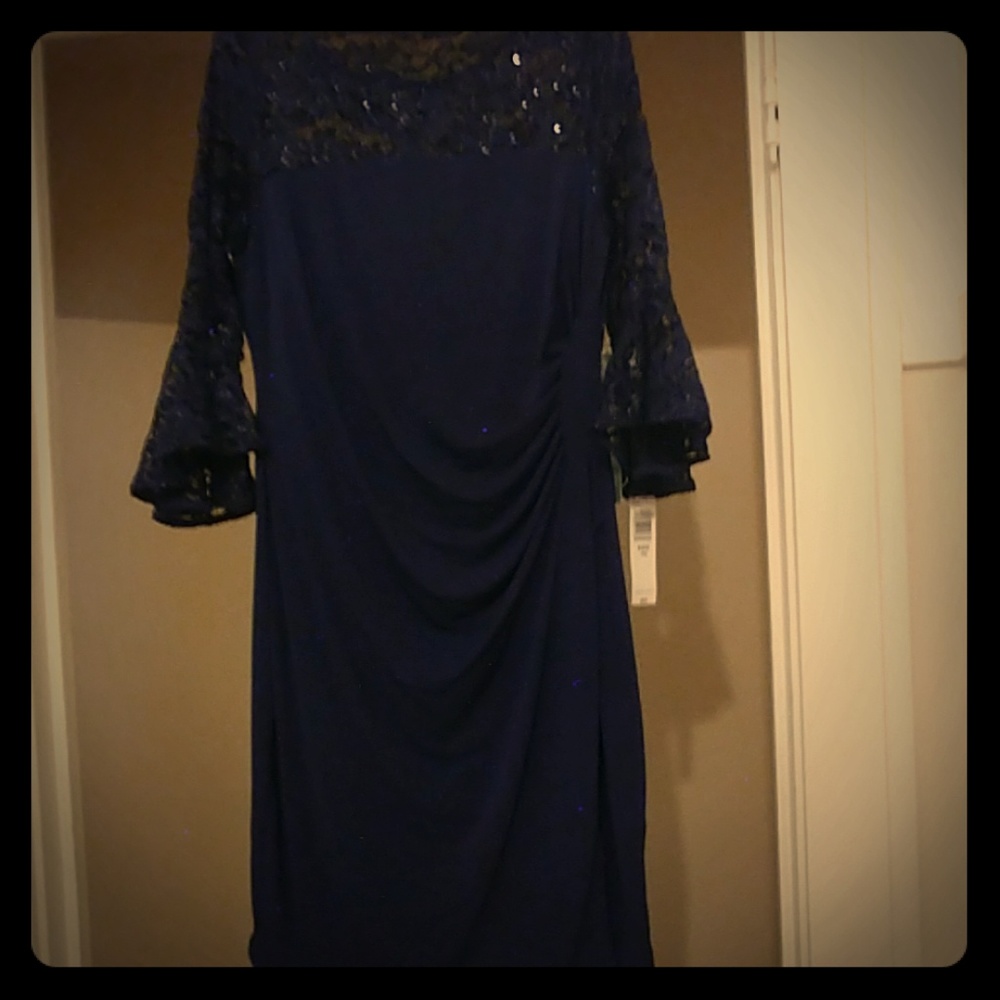 Marina Size 14 Navy blue sheath dress - Picture 1 of 4